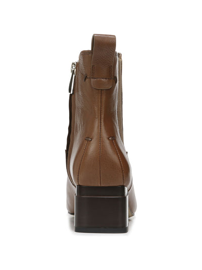 FRANCO SARTO Womens Brown Heel Pull-Tab Goring Padded Waxton Square Toe Sculpted Heel Zip-Up Chelsea Boot 10 M