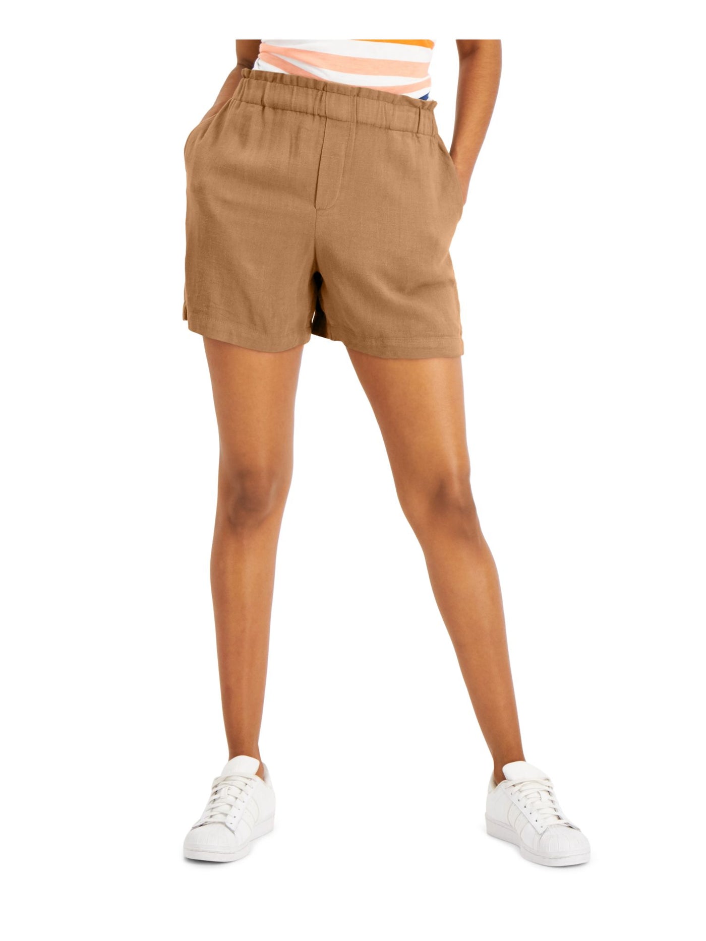 STYLE & COMPANY Womens Beige Pocketed Elastic Waistband Pull-on High Waist Shorts M