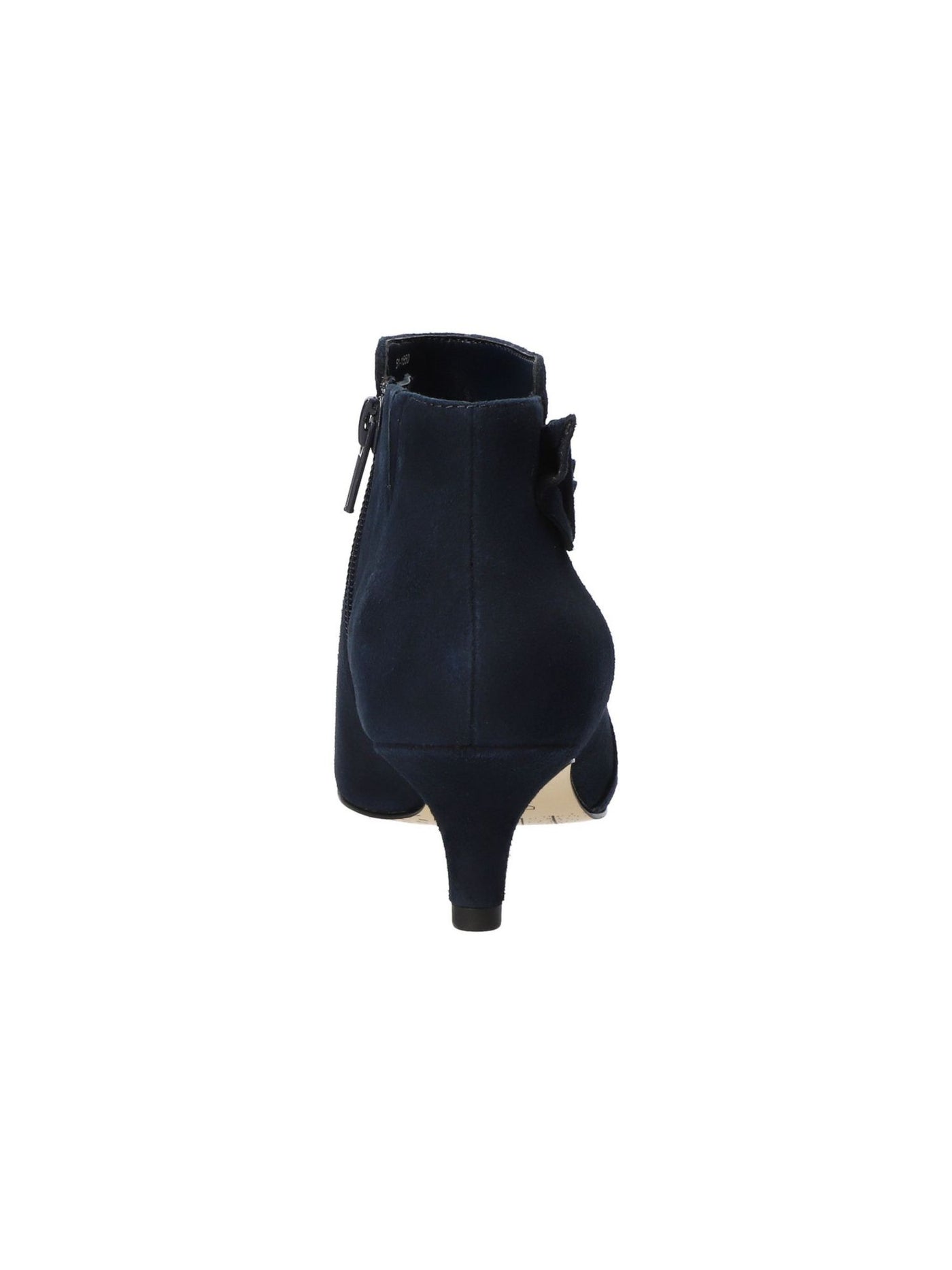 BELLA VITA Womens Navy Padded Buckle Accent Goring Bindi Pointed Toe Kitten Heel Zip-Up Leather Booties 5.5 M