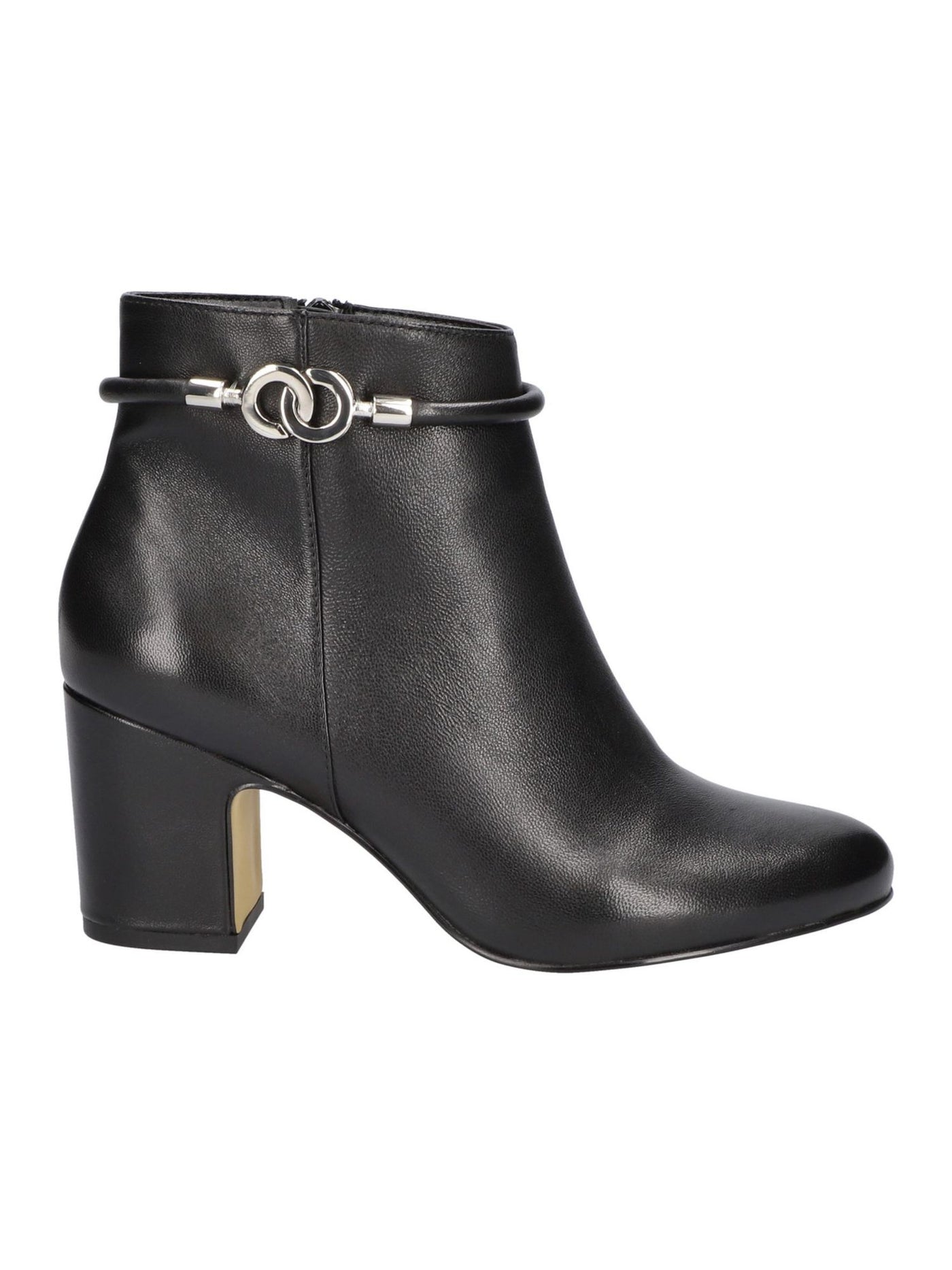 BELLA VITA Womens Black Diaz Almond Toe Block Heel Zip-Up Leather Dress Booties 7 M