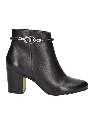 BELLA VITA Womens Black Diaz Almond Toe Block Heel Zip-Up Leather Dress Booties 7 M