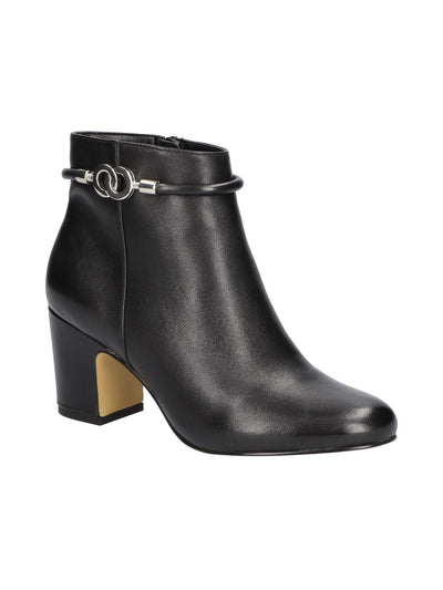 BELLA VITA Womens Black Diaz Almond Toe Block Heel Zip-Up Leather Dress Booties 7 M