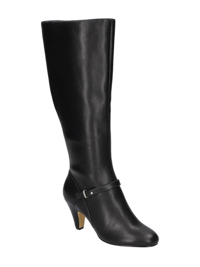 BELLA VITA Womens Black Strap Detail Padded Goring Wide Calf Sasha Plus Round Toe Kitten Heel Zip-Up Dress Boots 11 W WC