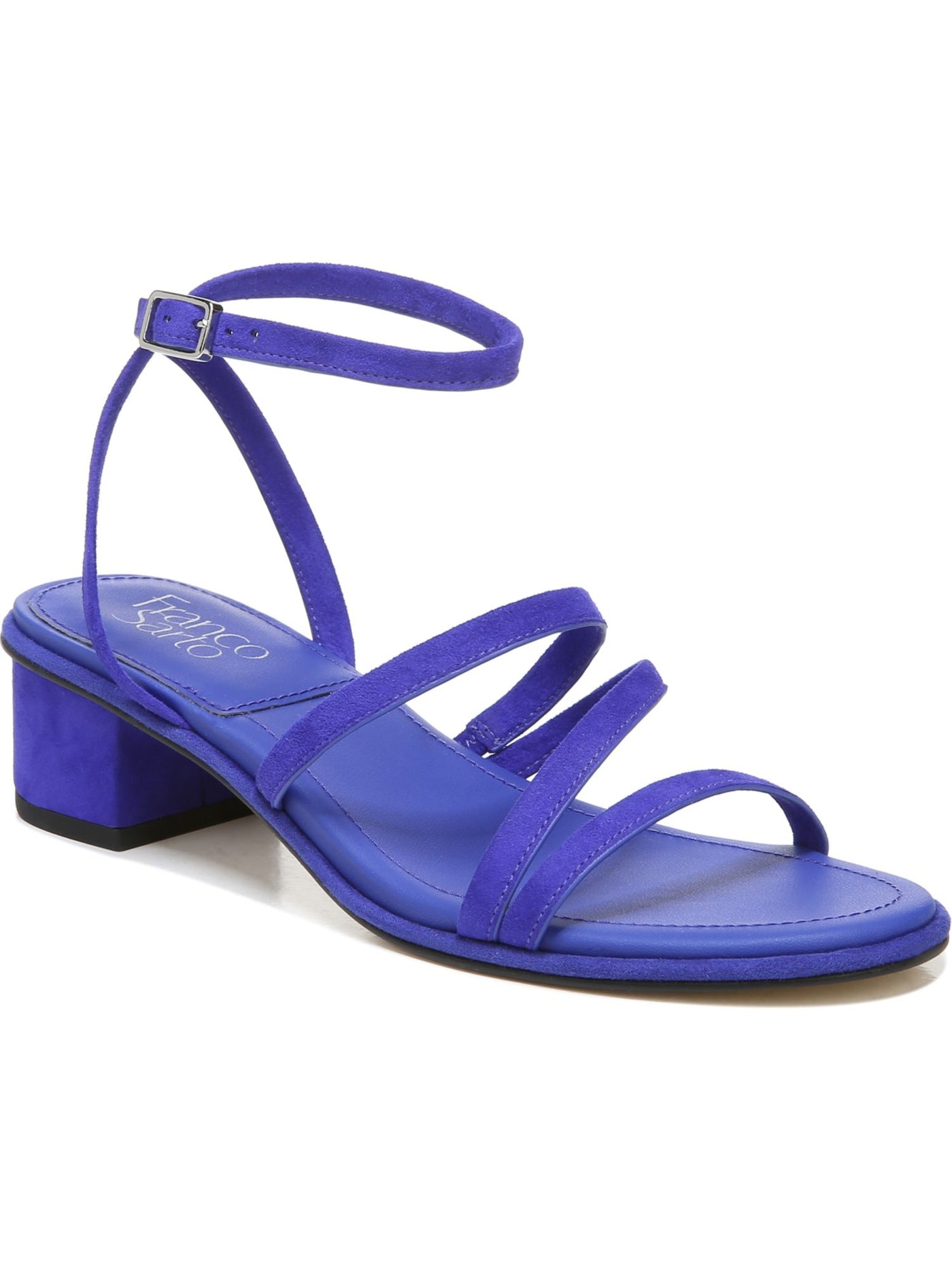 FRANCO SARTO Womens Blue Adjustable Ankle Strap Amalfi Round Toe Block Heel Buckle Dress Heeled Sandal 6.5 M