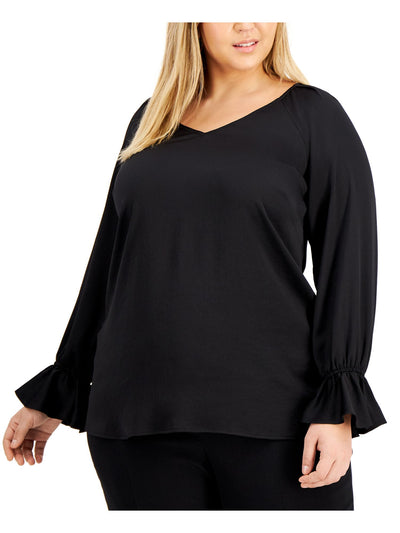 BAR III Womens Long Sleeve V Neck Wear To Work Top