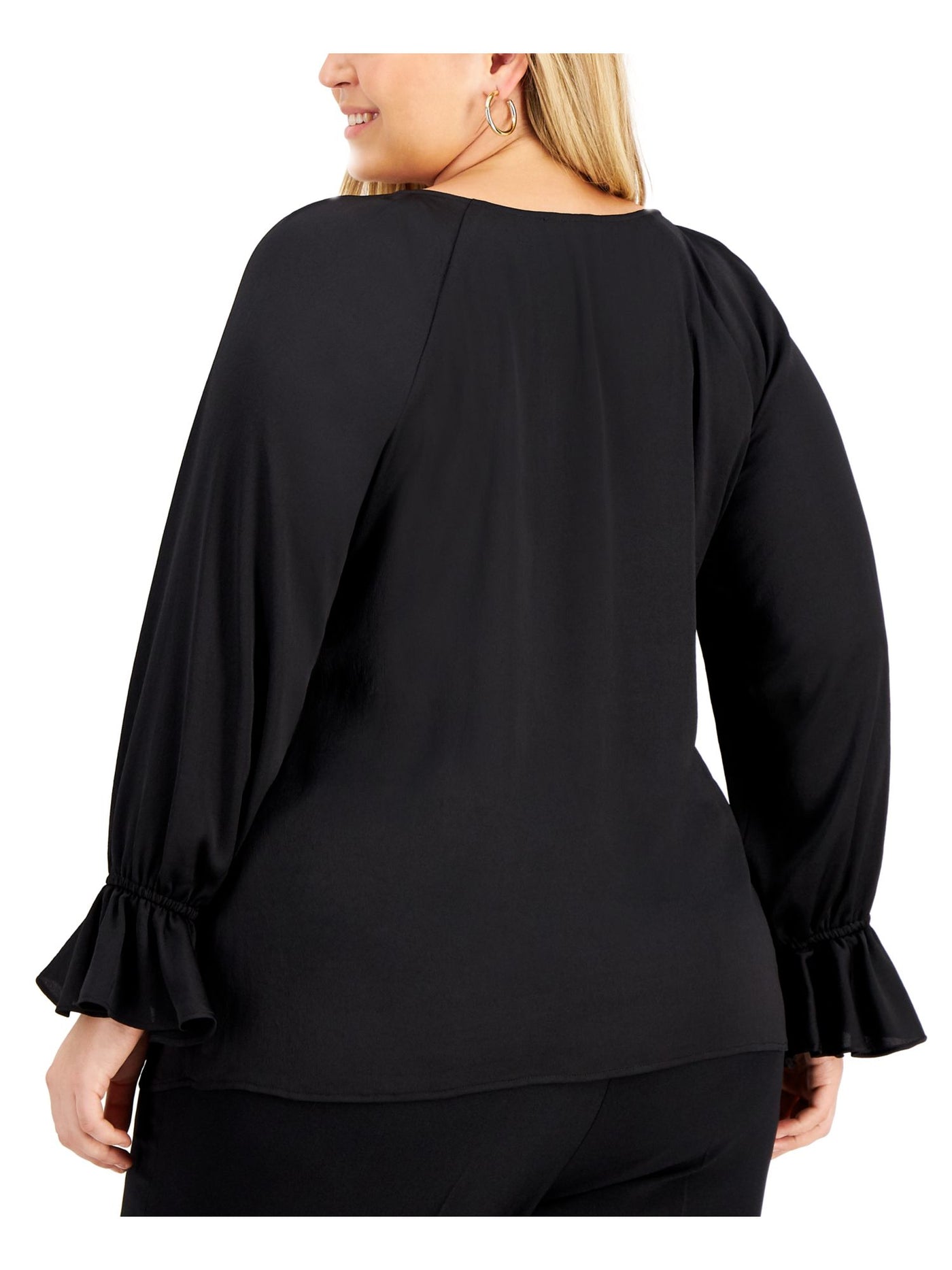 BAR III Womens Long Sleeve V Neck Wear To Work Top