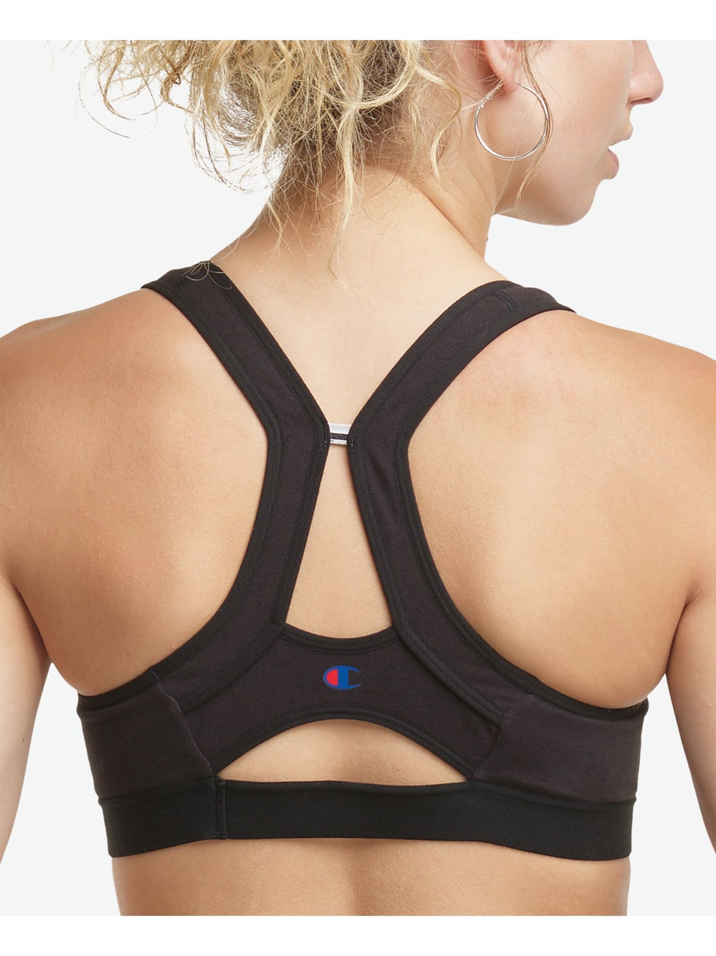 CHAMPION Intimates Black Medium-Impact Scoop Neck Racerback Sports Bra XS