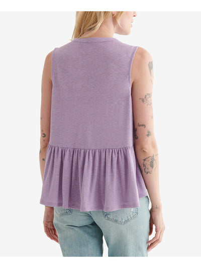 LUCKY BRAND Womens Purple Stretch Sleeveless Hi-Lo Top Petites SP