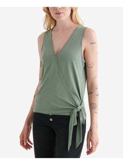 LUCKY BRAND Womens Green Tie Sleeveless V Neck Tank Top XS