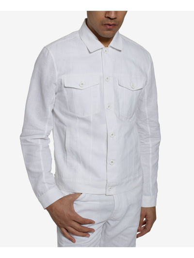 SEANJOHN Mens White Spread Collar Button Down Cotton Blend Cotton Blend Shirt 4XL