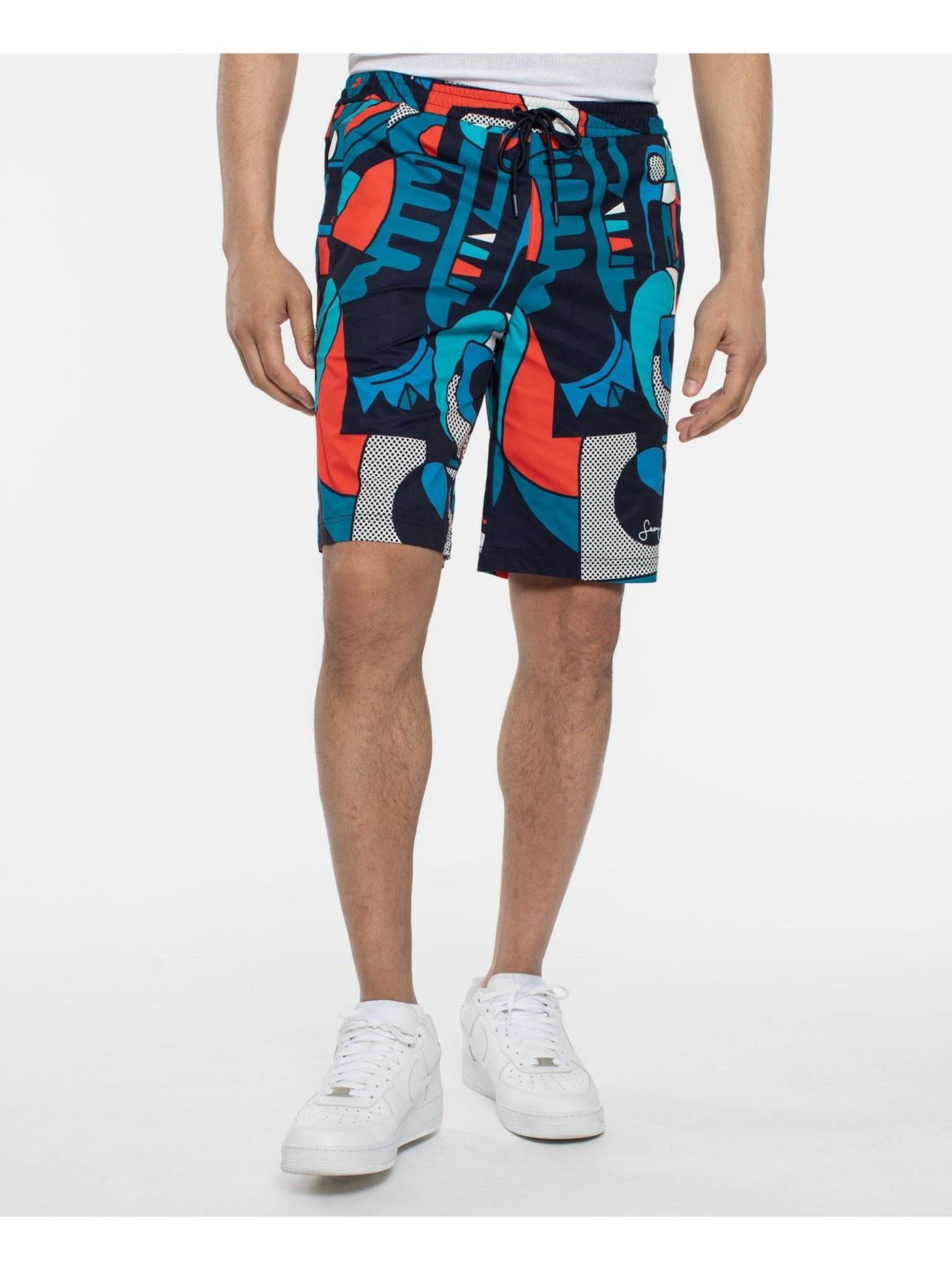 SEANJOHN Mens Blue Drawstring, Printed Regular Fit Stretch Shorts 3XL