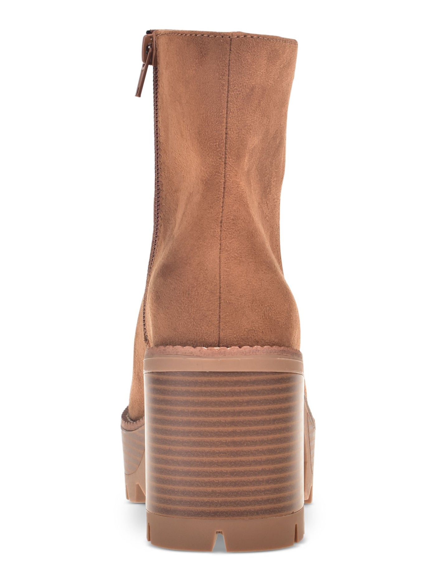 WILD PAIR Womens Brown 1-1/2" Platform Cushioned Breathable Margoee Round Toe Stacked Heel Zip-Up Booties 11 M