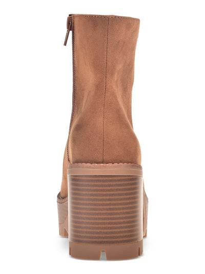 WILD PAIR Womens Brown 1-1/2" Platform Cushioned Breathable Margoee Round Toe Stacked Heel Zip-Up Booties 11 M