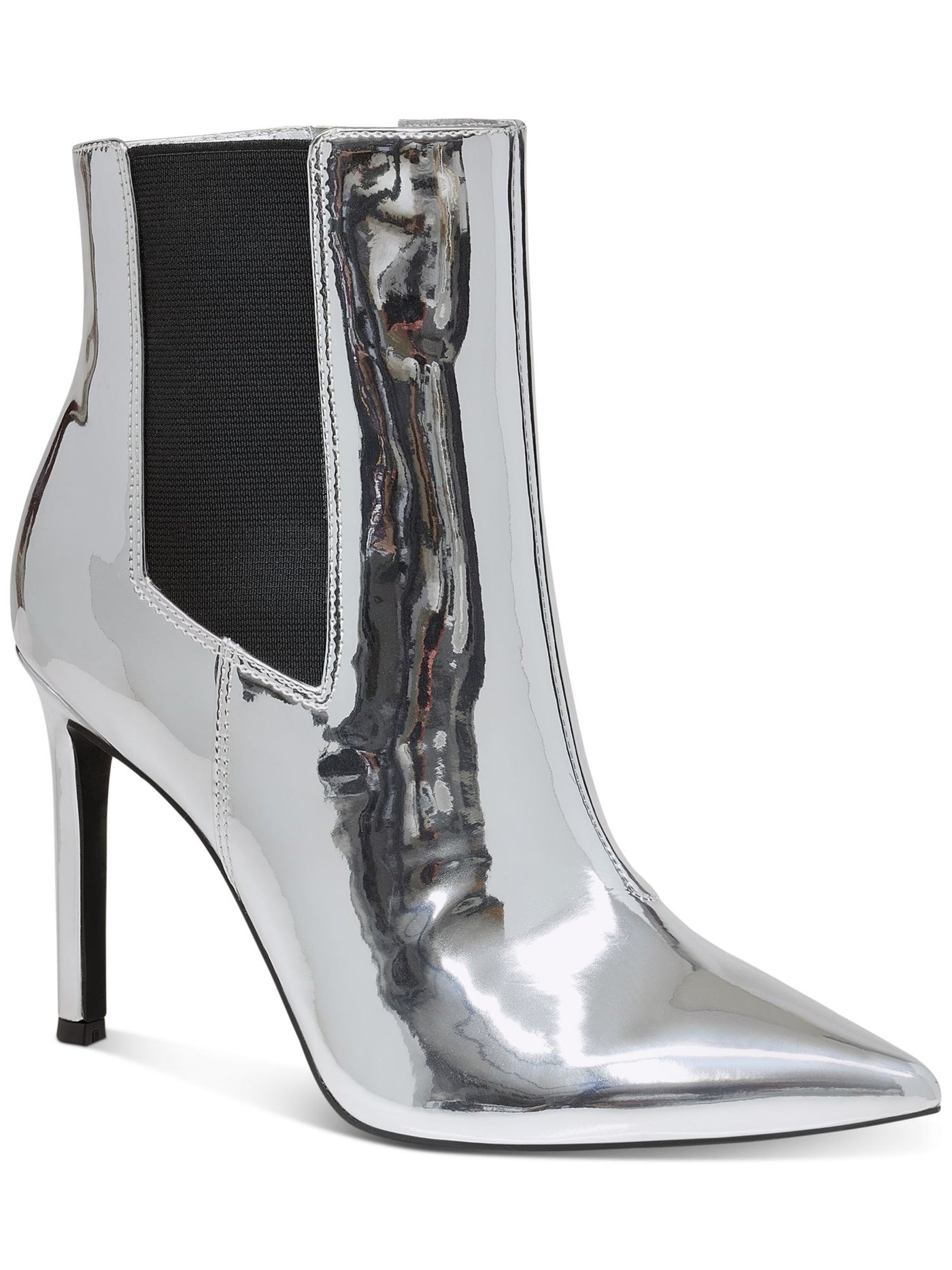 INC Womens Silver Comfort Goring Katalina Pointed Toe Stiletto Zip-Up Dress Booties 5 M