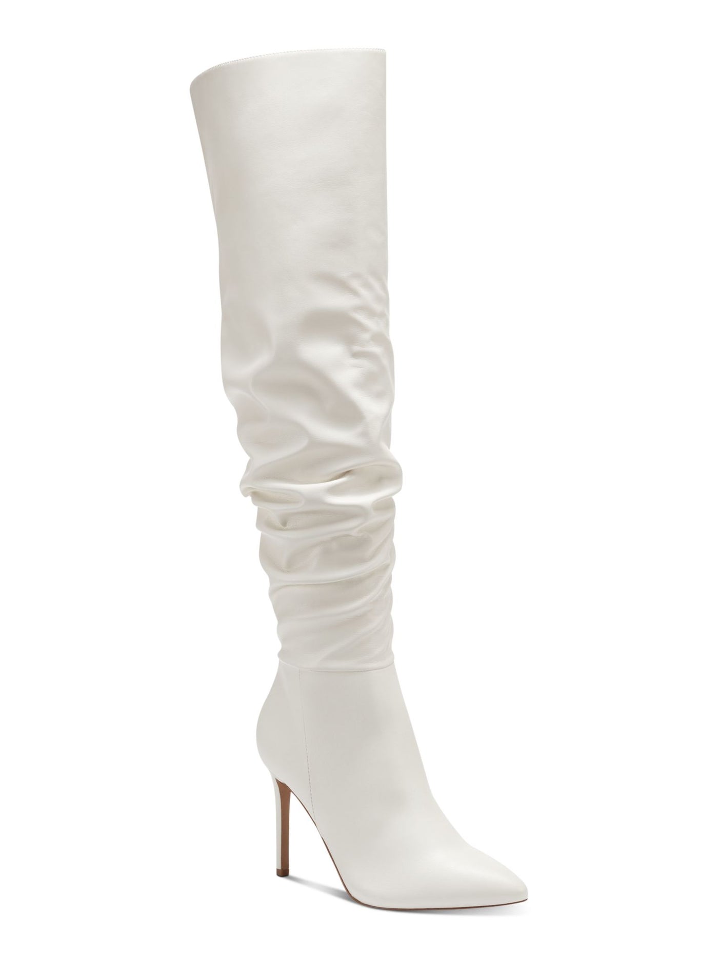 INC Womens White Slouch Cushioned Iyonna Pointed Toe Stiletto Zip-Up Dress Boots 7.5 M