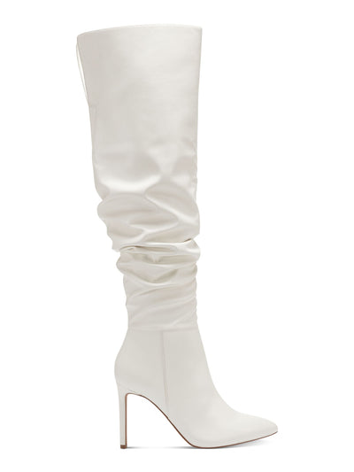 INC Womens White Cushioned Iyonna Pointed Toe Stiletto Zip-Up Dress Boots 10.5 M