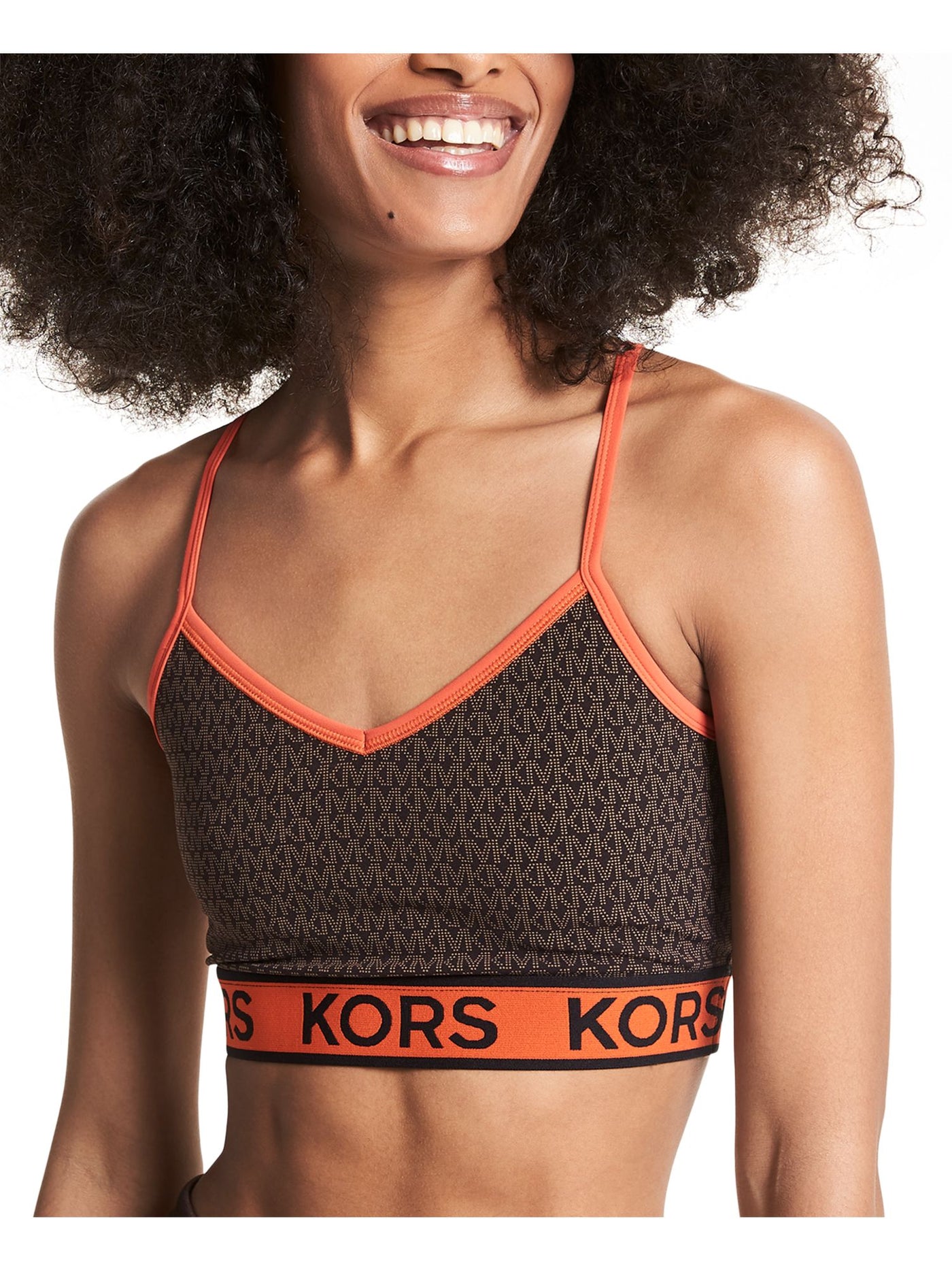 MICHAEL KORS Intimates Brown Low Impact Vibrant Trim Sports Bra 2XS