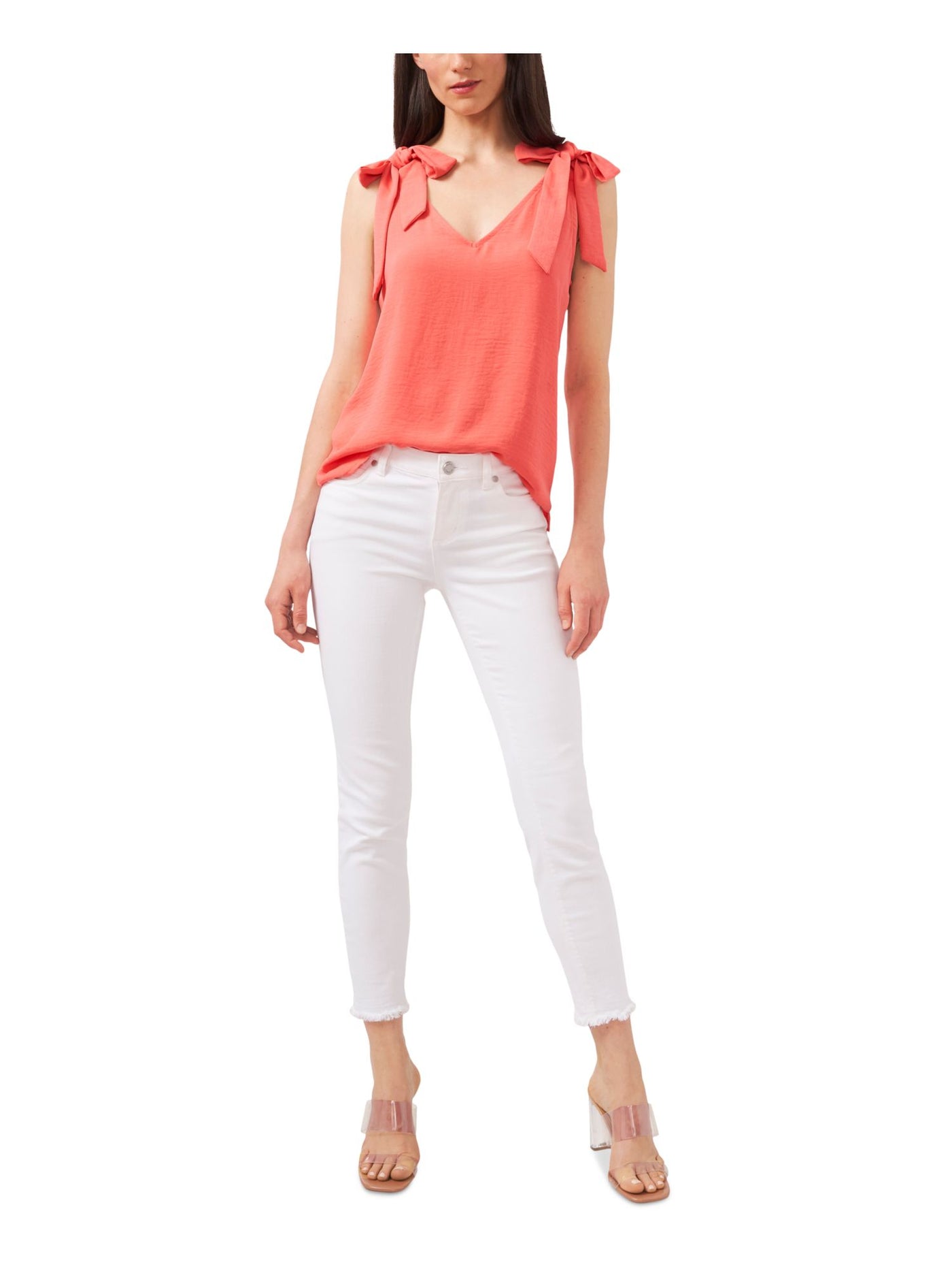 RILEY&RAE Womens Coral Sleeveless V Neck Tank Top XS