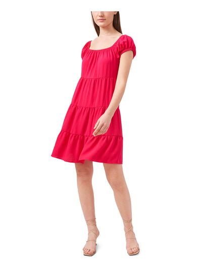 RILEY&RAE Womens Pouf Sleeve Square Neck Short Shift Dress