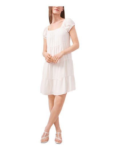 RILEY&RAE Womens White Pouf Sleeve Square Neck Short Shift Dress XL