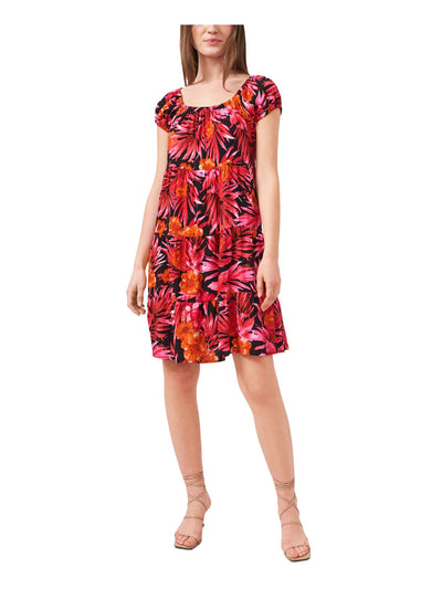 RILEY&RAE Womens Red Floral Short Sleeve Off Shoulder Short Party Fit + Flare Dress S