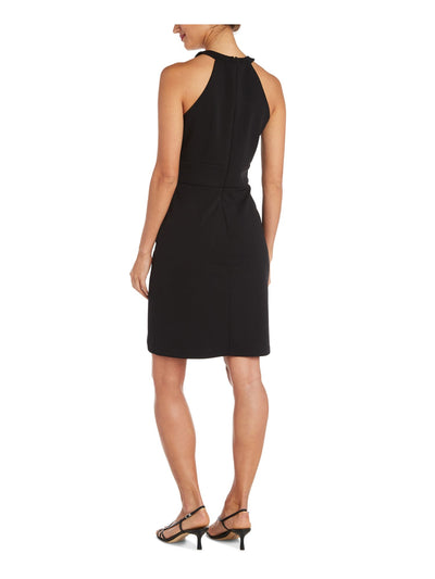 NIGHTWAY Womens Black Sleeveless Halter Cocktail Sheath Dress 8