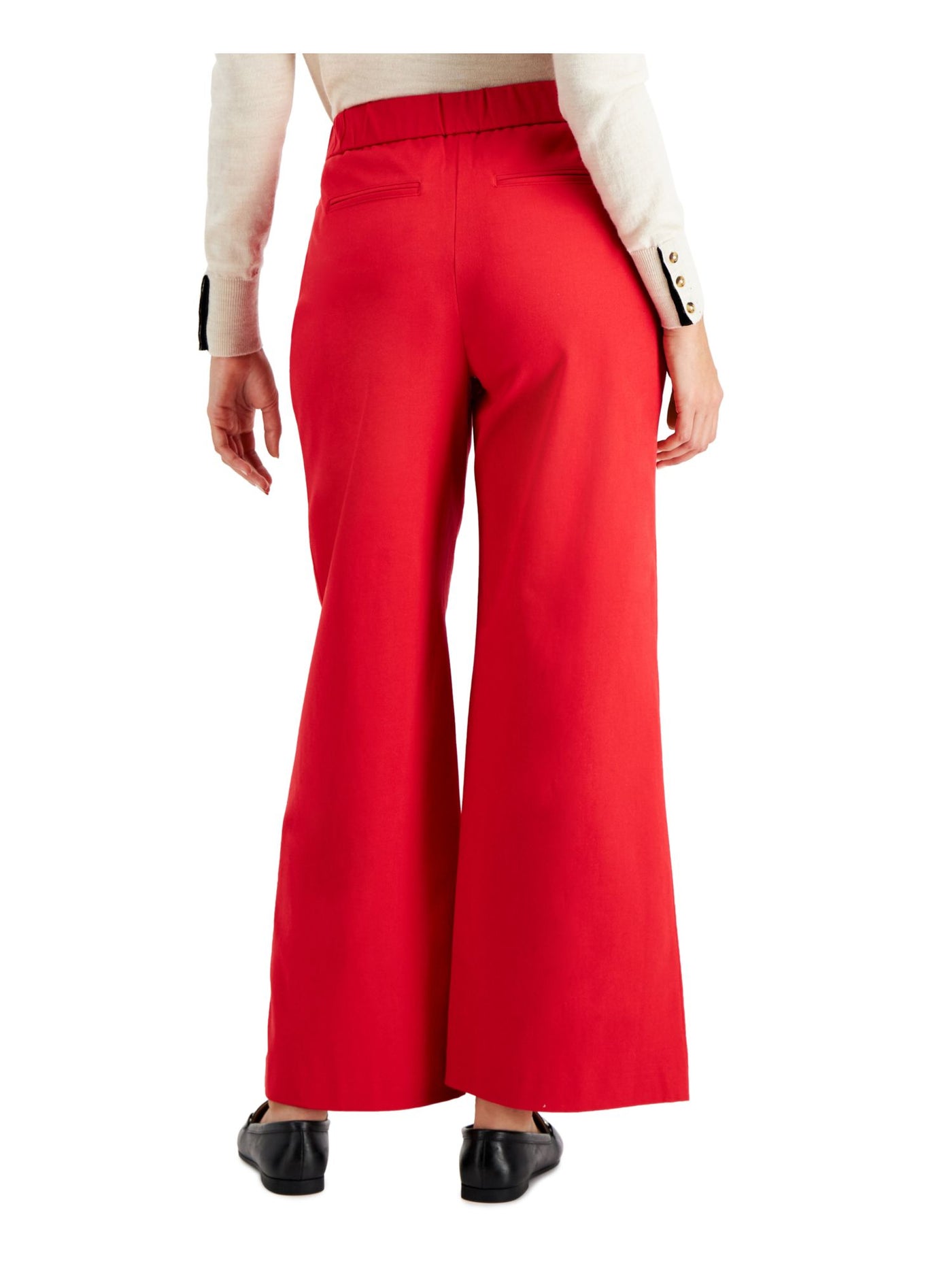 CHARTER CLUB Womens Red Stretch Pleated Pocketed Button Fly Wear To Work Wide Leg Pants 18