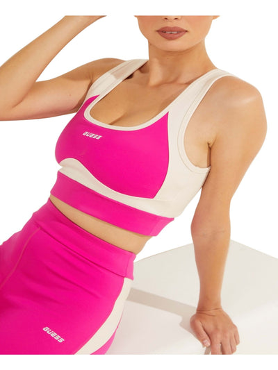 GUESS Intimates Pink Compression Cutouts at back Square neckline Sports Bra L