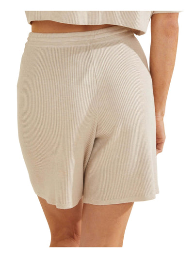 GUESS Womens Ribbed Drawstring Waist Pull-on Bermuda Shorts