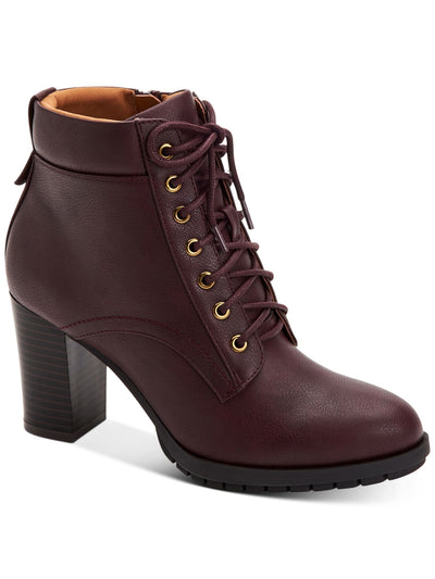 STYLE & COMPANY Womens Burgundy Lucillee Almond Toe Lace-Up Heeled Boots 9 M