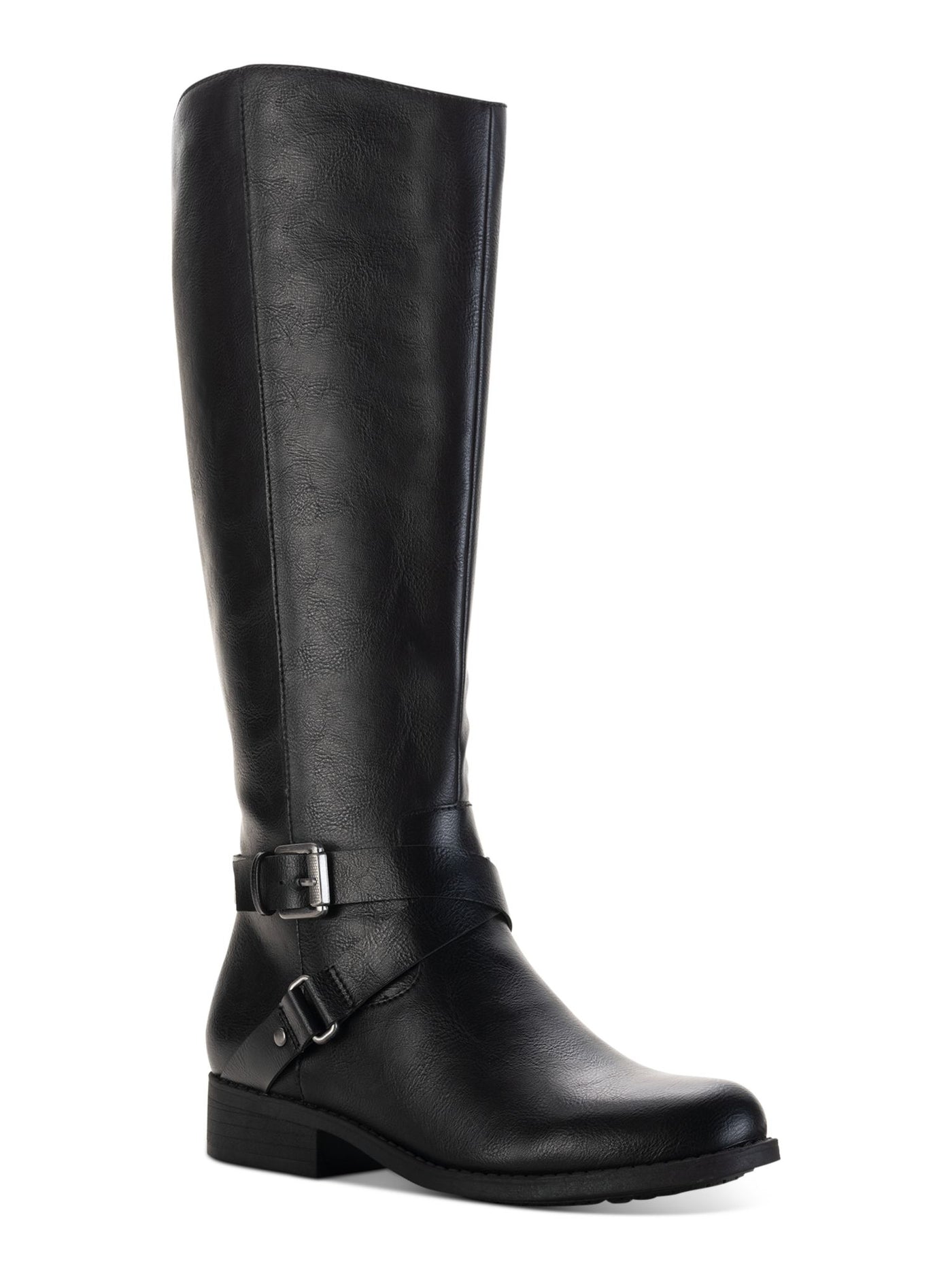 STYLE & COMPANY Womens Black Wide Calf Buckle Accent Marlee Round Toe Block Heel Zip-Up Riding Boot 6 M WC