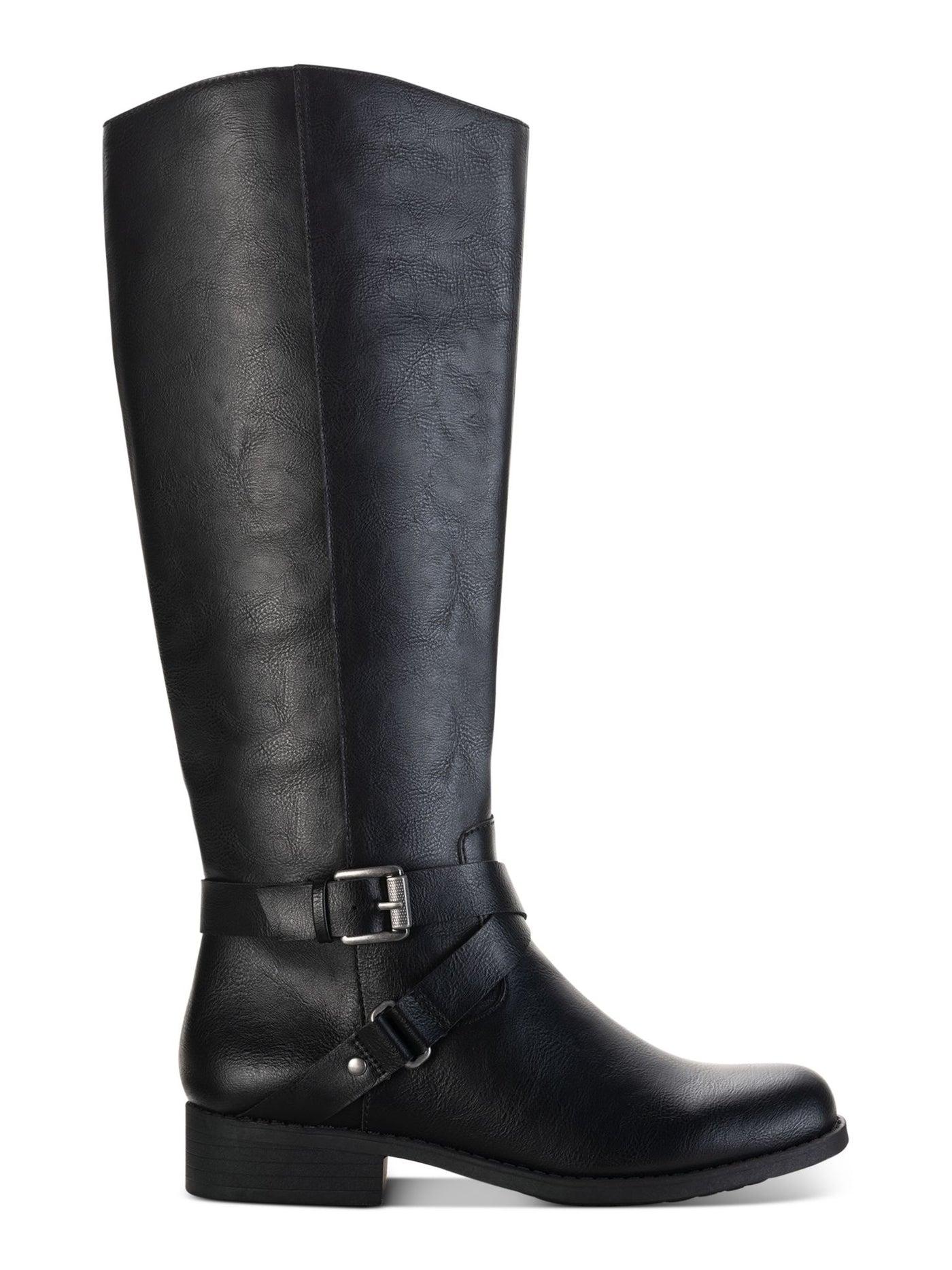 STYLE & COMPANY Womens Black Wide Calf Buckle Accent Marlee Round Toe Block Heel Zip-Up Riding Boot 6 M WC