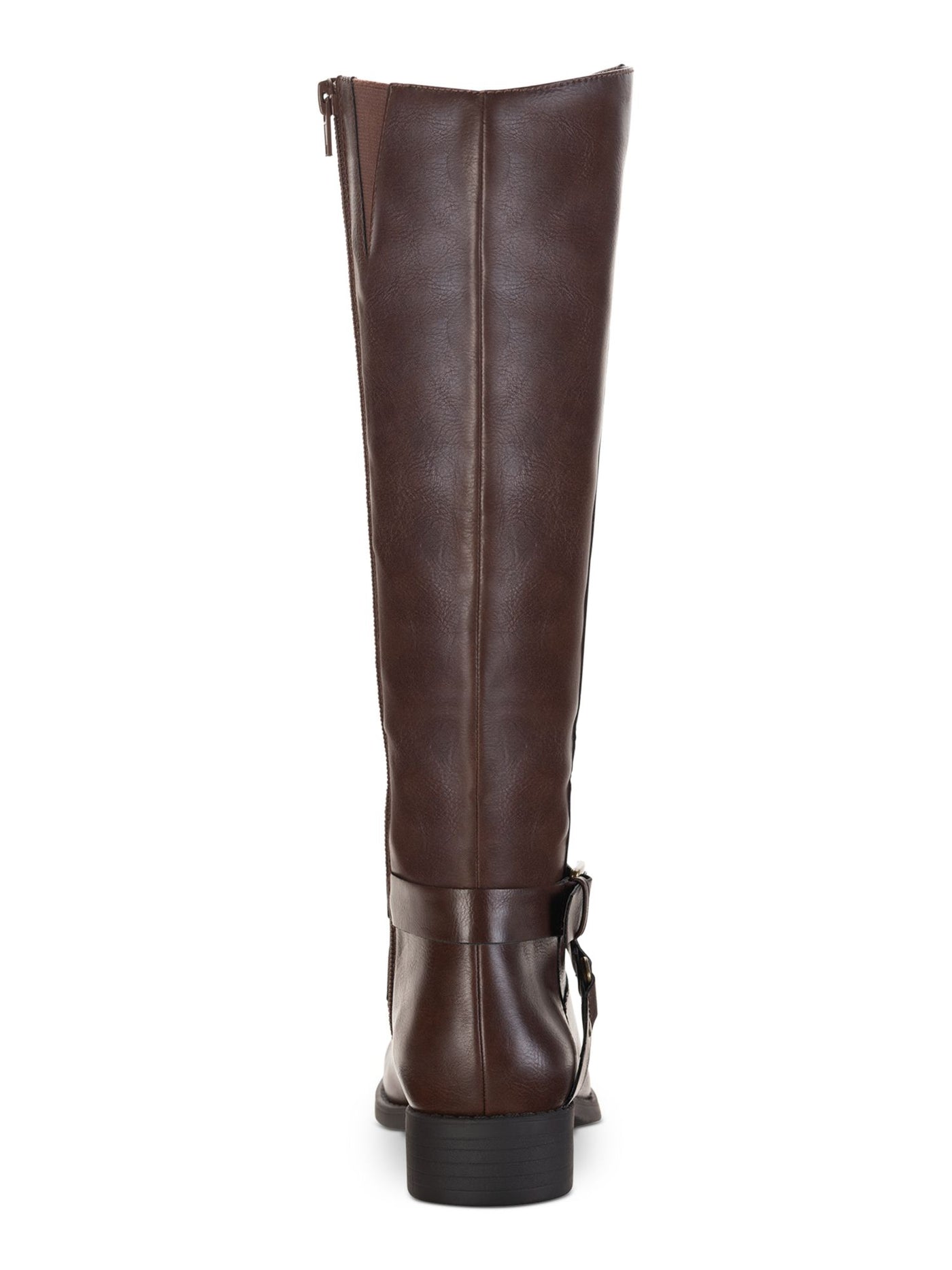 STYLE & COMPANY Womens Brown Gored Buckle Accent Padded Marliee Round Toe Block Heel Zip-Up Riding Boot 8 M