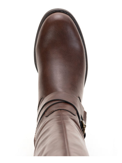 STYLE & COMPANY Womens Brown Gored Buckle Accent Padded Marliee Round Toe Block Heel Zip-Up Riding Boot 8 M