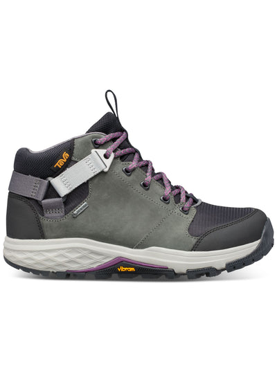 TEVA Womens Gray Mixed Media Waterproof Leather Ringed Straps Cushioned Treaded Grandview Gtx Round Toe Wedge Lace-Up Sneakers Shoes 9.5