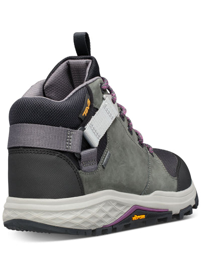 TEVA Womens Gray Mixed Media Waterproof Leather Ringed Straps Cushioned Treaded Grandview Gtx Round Toe Wedge Lace-Up Sneakers Shoes 9.5