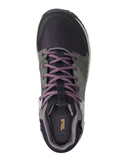TEVA Womens Gray Mixed Media Waterproof Leather Ringed Straps Cushioned Treaded Grandview Gtx Round Toe Wedge Lace-Up Sneakers Shoes 8.5