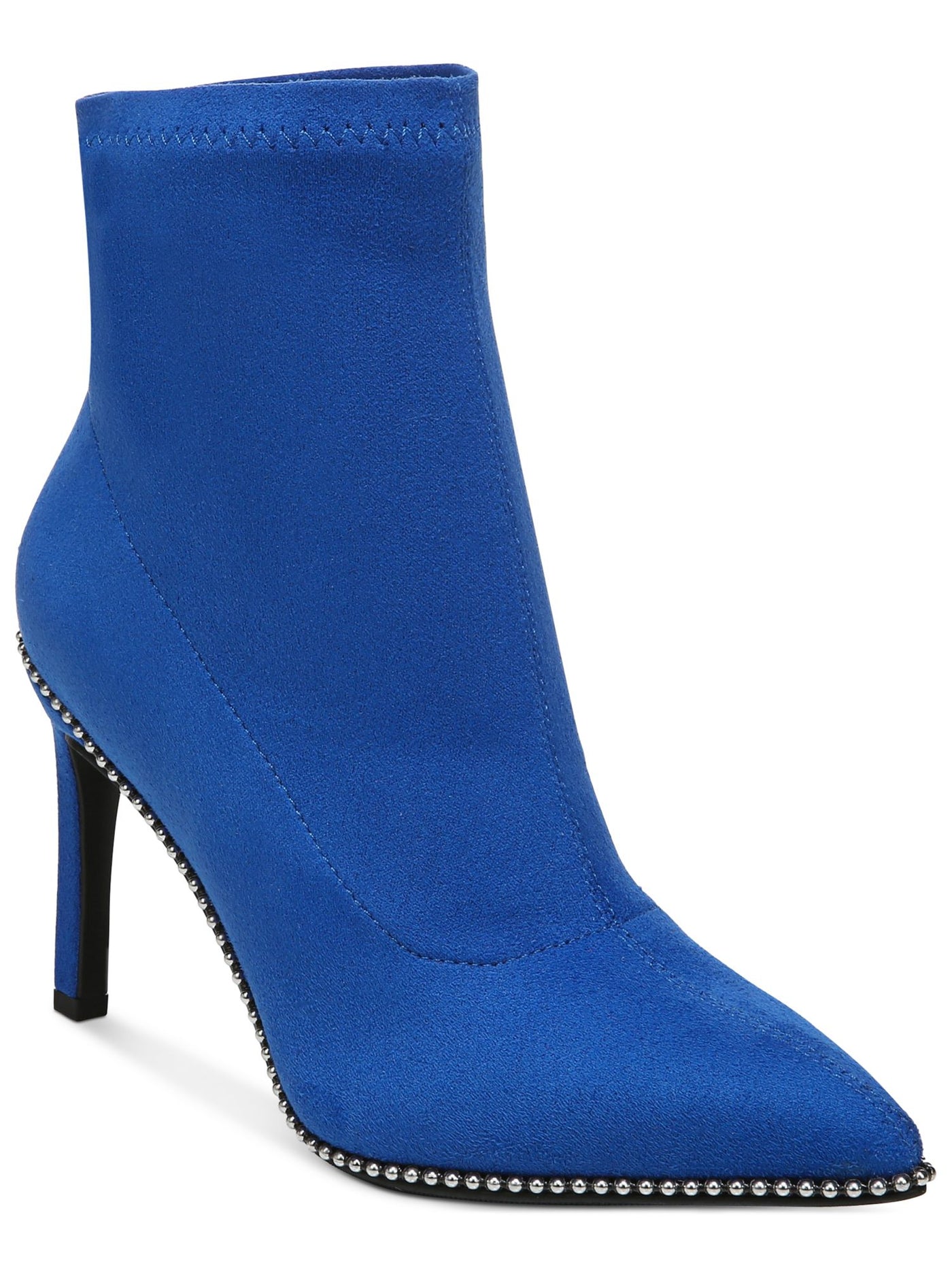 BAR III Womens Blue Beaded Stretch Melanay Pointed Toe Stiletto Dress Booties 7 M