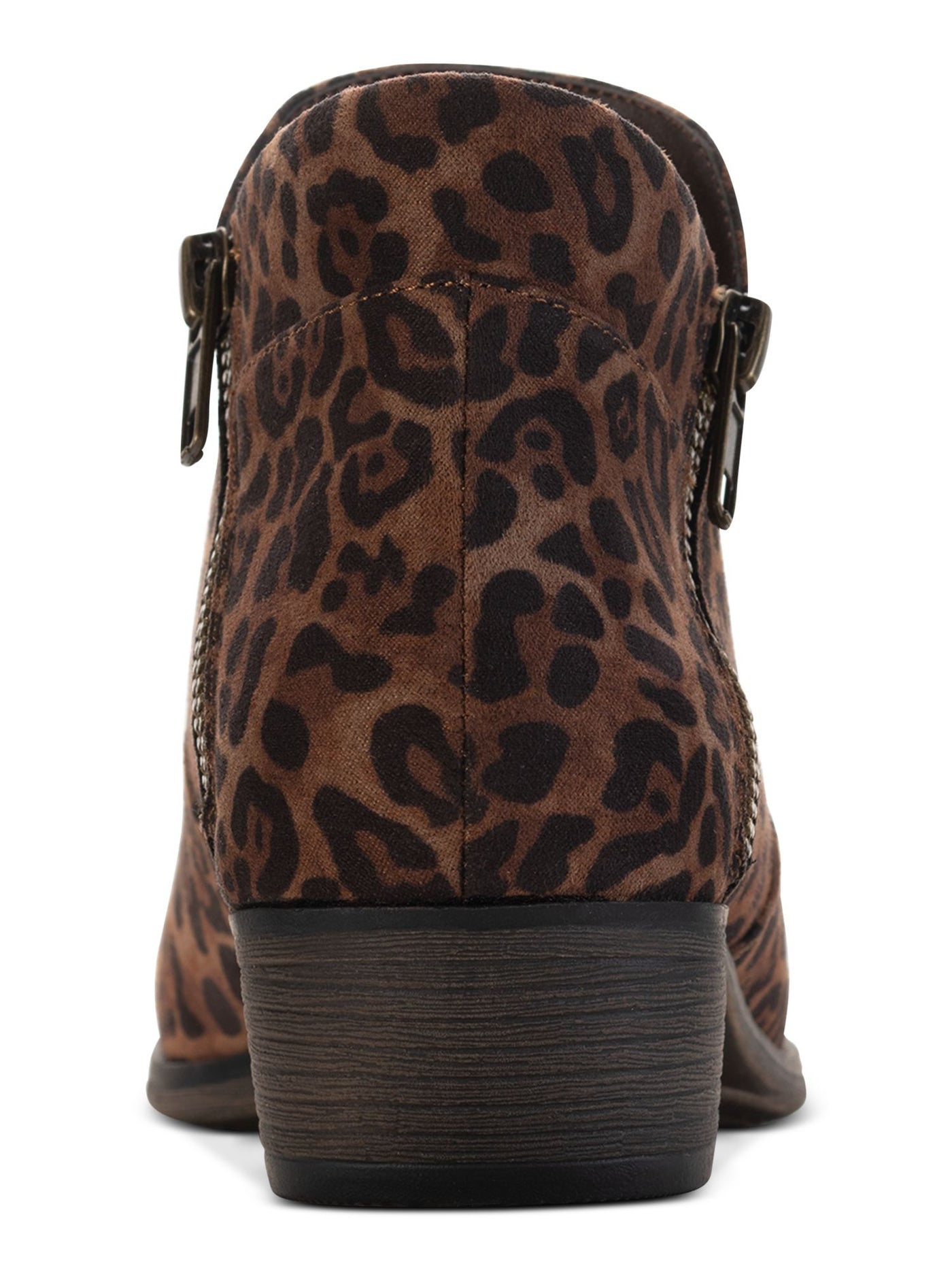 SUN STONE Womens Brown Animal Print Cushioned Breathable Slip Resistant Abby Round Toe Block Heel Booties 9.5 M