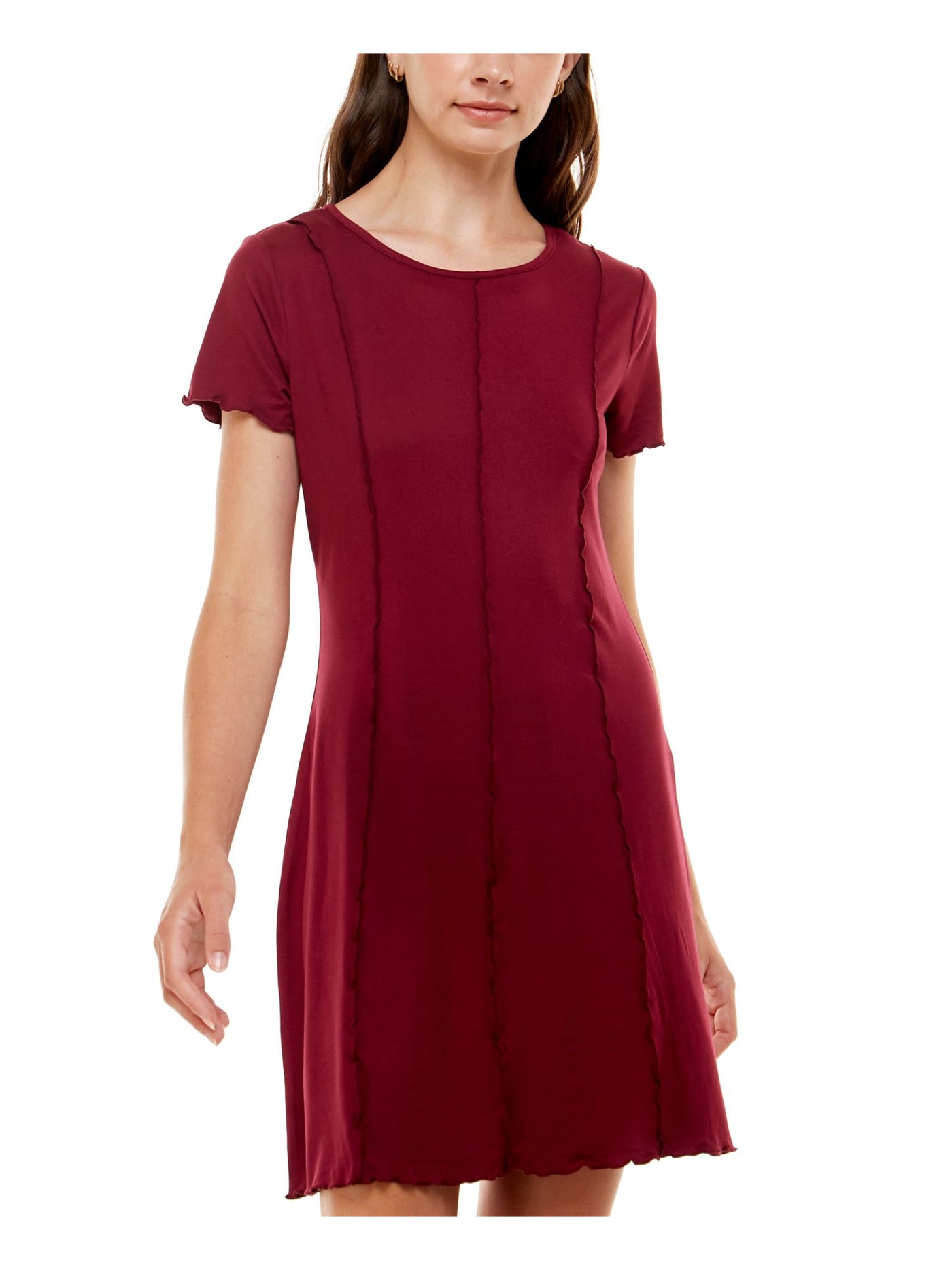 ULTRA FLIRT Womens Stretch Short Sleeve Scoop Neck Short Shift Dress