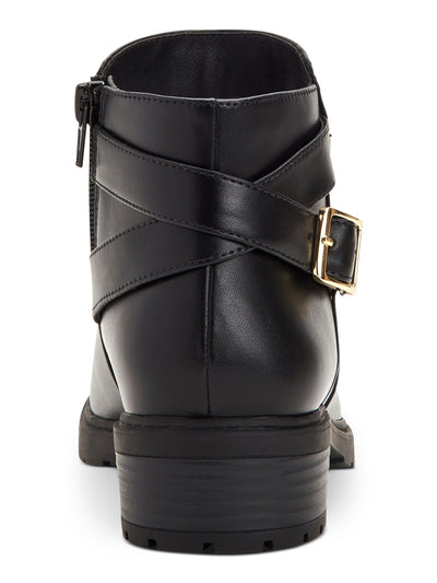 GIANI BERNINI Womens Black Buckle Accent Cushioned Brennin Round Toe Block Heel Zip-Up Booties 5 M