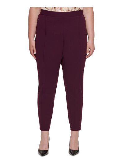 CALVIN KLEIN Womens Stretch Pocketed Mid-rise Pull-on Style Wear To Work Straight leg Pants