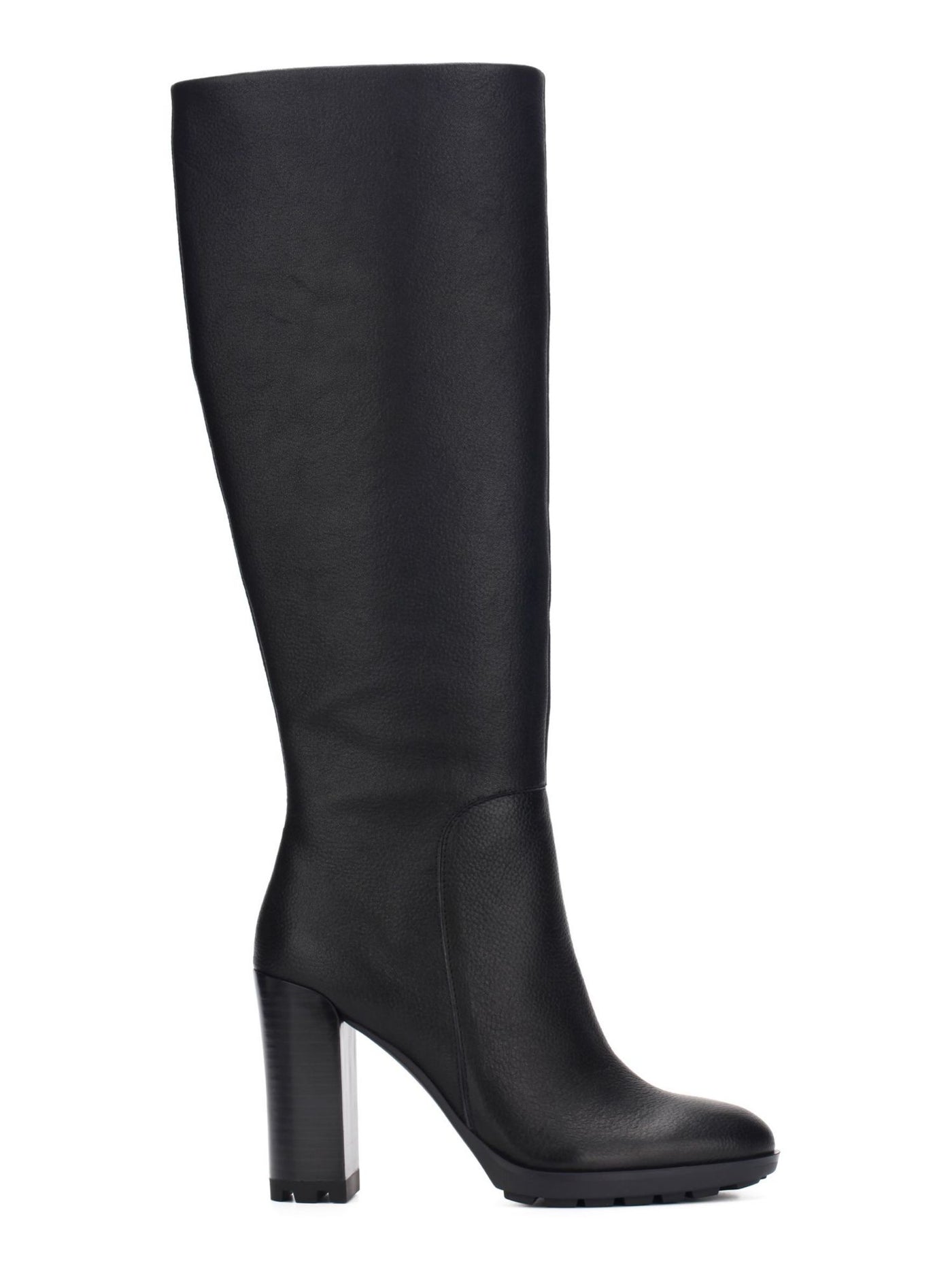 KENNETH COLE NEW YORK Womens Black Lug Sole Justin 2.0 Round Toe Block Heel Zip-Up Leather Heeled Boots 8 M