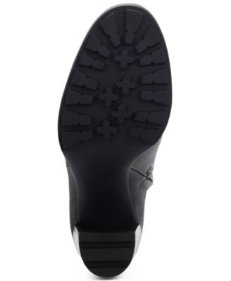 KENNETH COLE NEW YORK Womens Black Lug Sole Justin 2.0 Round Toe Block Heel Zip-Up Heeled Boots M