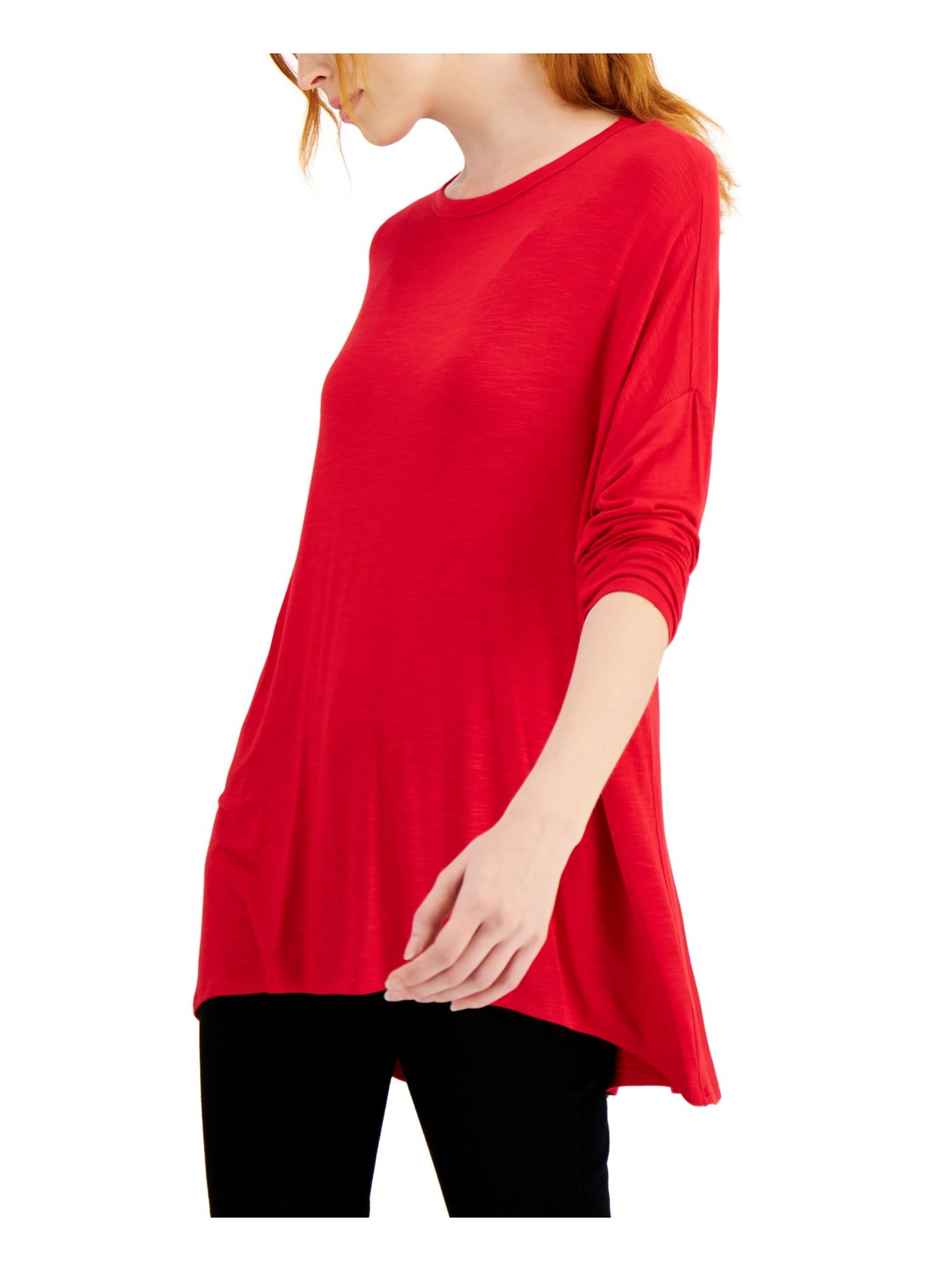 STYLE & COMPANY Womens Red 3/4 Sleeve Scoop Neck Top S