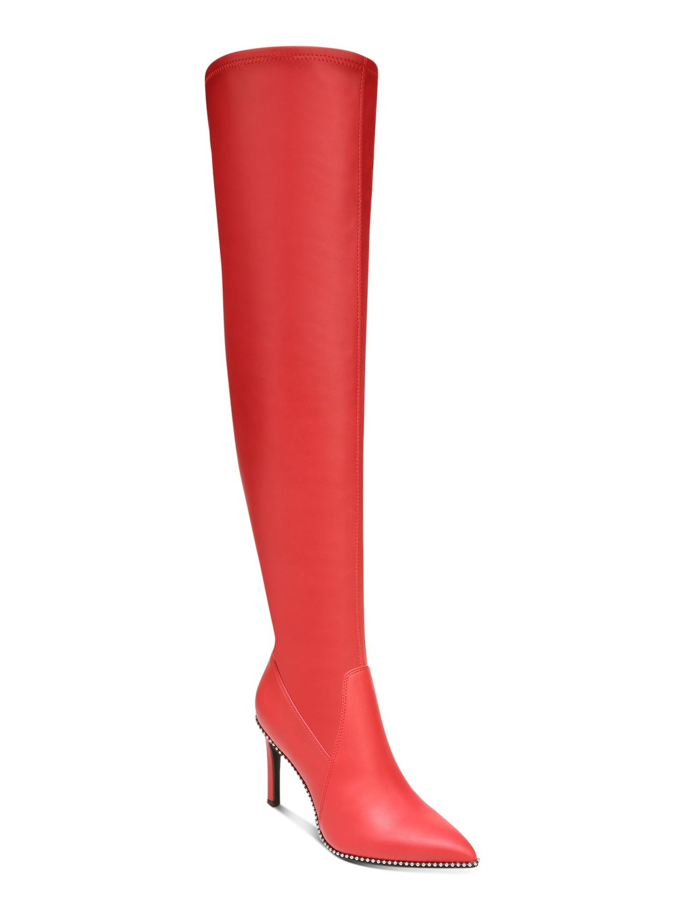 BAR III Womens Red Stretch Studded Milliee Pointed Toe Stiletto Zip-Up Dress Boots 6.5 M