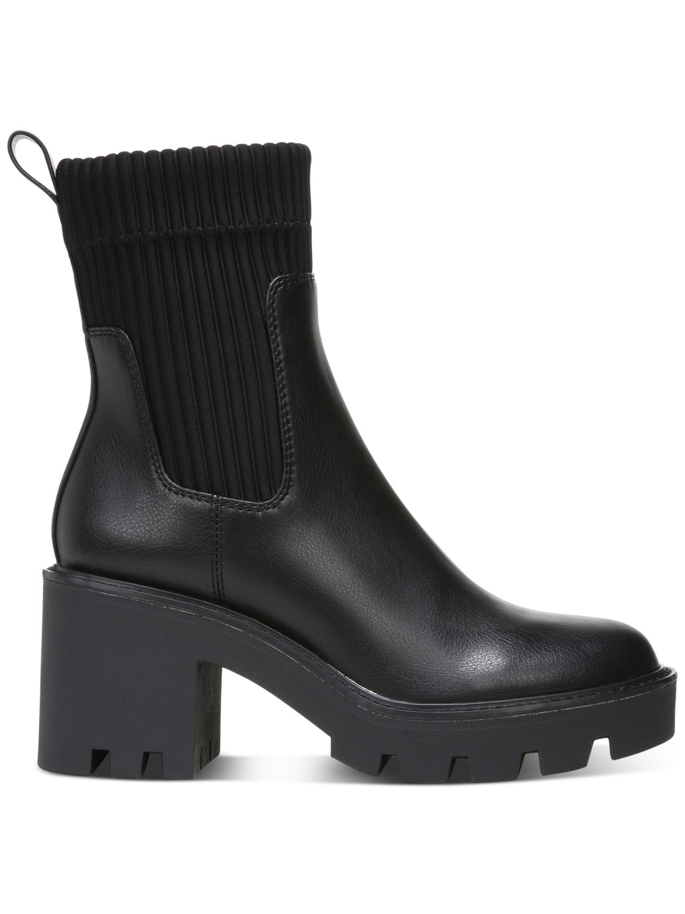 BAR III Womens Black Mixed Media 1" Platform Sock-Top Cushioned Slip-Resistant Back Pull-Tab Removable Insole Arch Support Versuz Round Toe Block Heel Zip-Up Booties 10 M