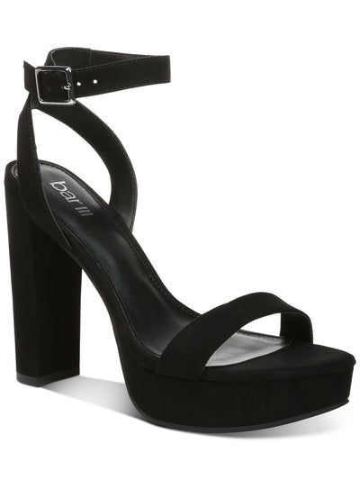 BAR III Womens Black 1-1/2" Platform Ankle Strap Cushioned Ivy Round Toe Block Heel Buckle Dress Heeled Sandal 7.5 M