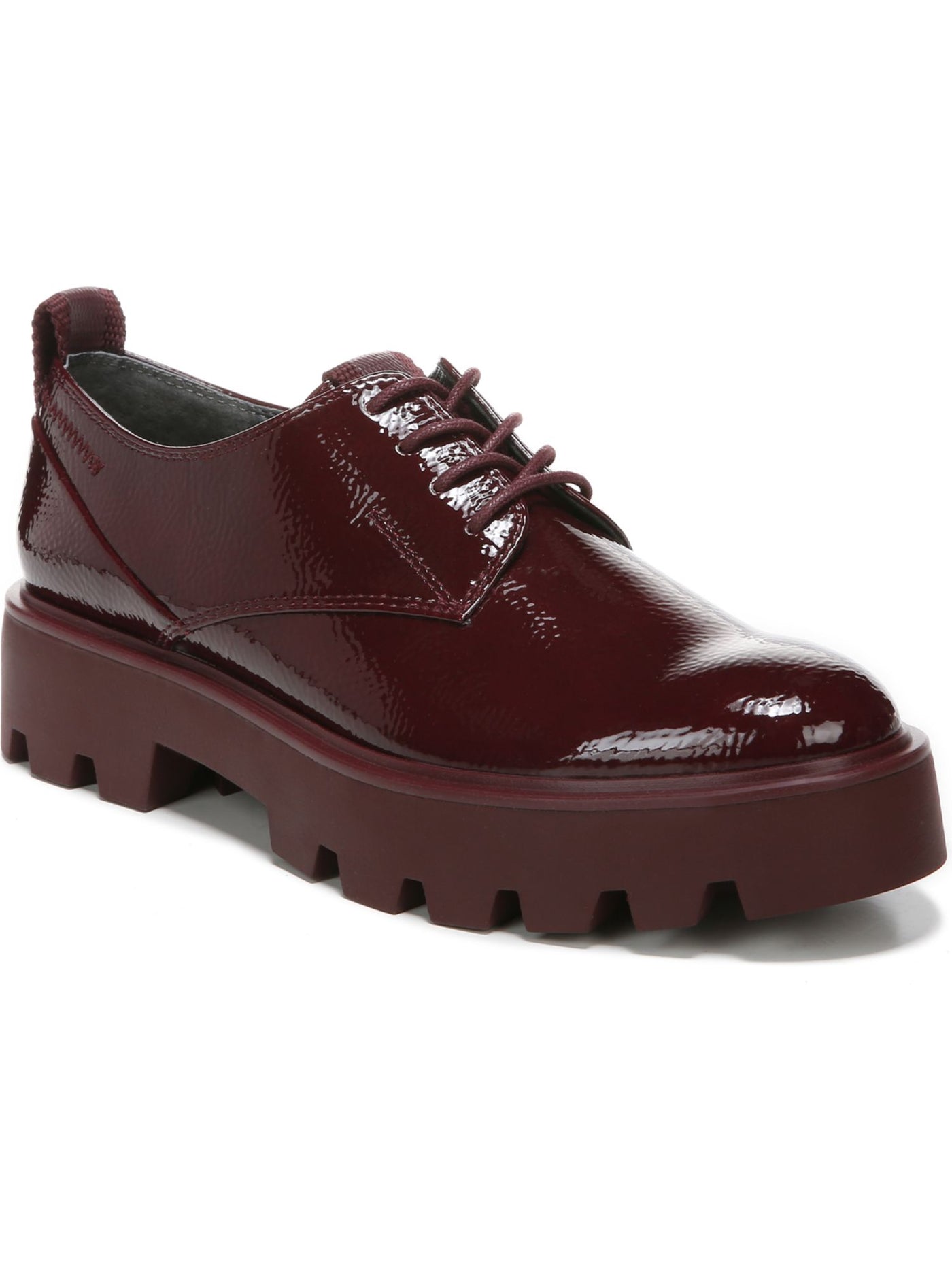 FRANCO SARTO Womens Burgundy Pull Tab 1" Platform Padded Lug Sole Balinlaced Round Toe Block Heel Lace-Up Oxford Shoes 9.5 M