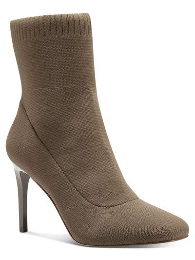 INC Womens Tan Brown Knit Sock Styling Padded Vidalia Square Toe Stiletto Dress Booties 6.5 M